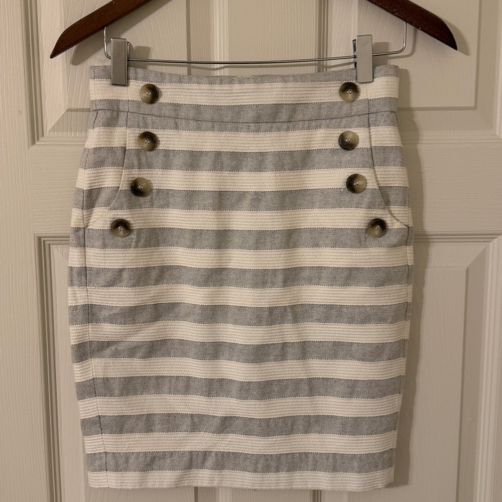 Loft 00P pencil skirt striped gray and white - Picture 3 of 4